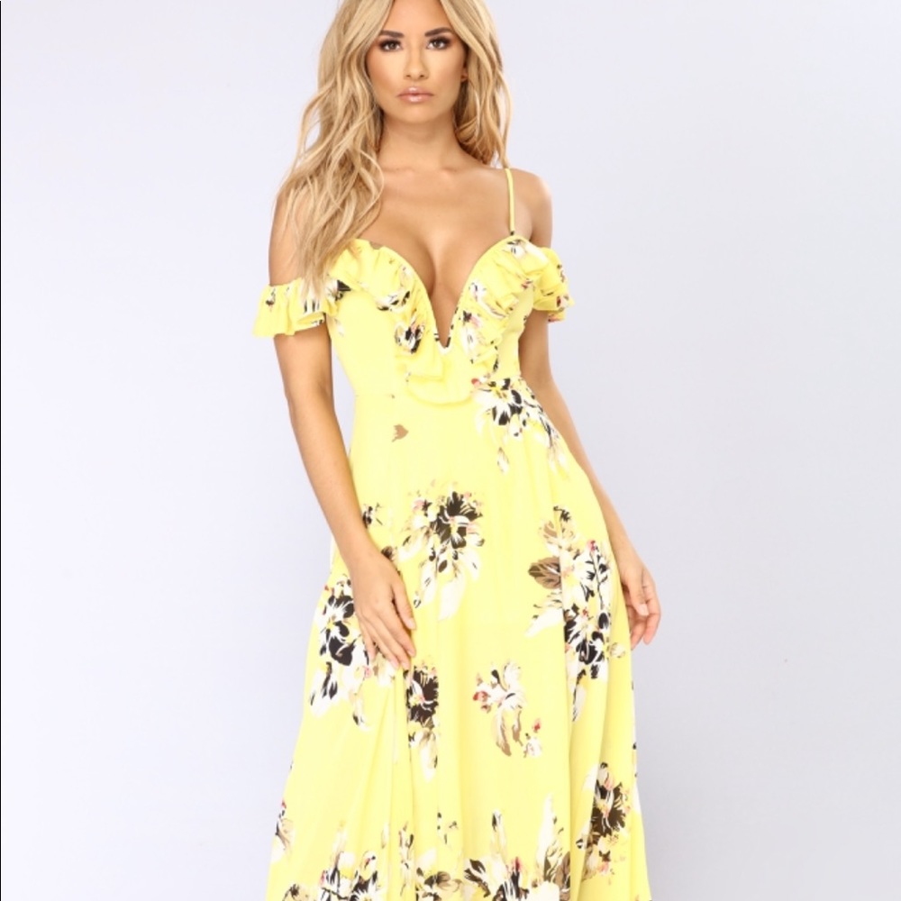 Fashion Nova Newport Beach floral dress yellow